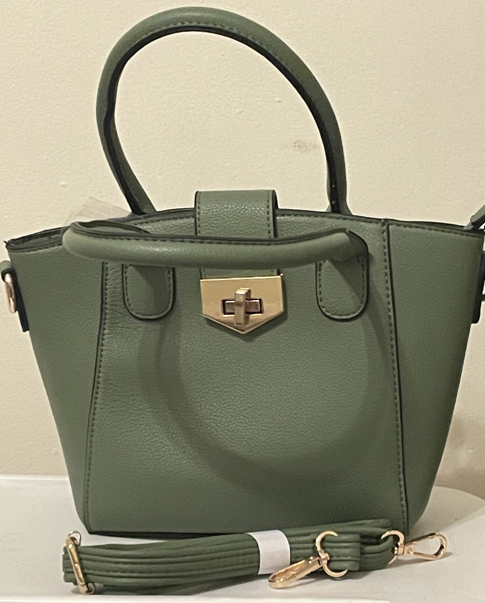 Classic PU Leather Deep Sage Handbag